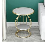 Mesa de centro de mármol, mesa de bocadillos, mesa de conversación, mesa auxiliar de sofá, mesa de esquina, mesa de ocio, adecuada para sala de estar, dormitorio, jardín/A / 50x58cm