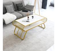 Mesa de centro de mármol, mesa de centro de doble capa moderna y simple, adecuada para el hogar/oficina/lugares de entretenimiento y ocio, ahorra espacio/anticorrosión y antioxidante/Blac