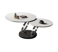 Mesa de centro de mármol, mesa de centro telescópica, mesa de centro de dormitorio, mesa de cóctel, mesa decorativa, rotación de 360 grados/ahorro de espacio/A / 80cm