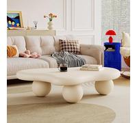 Mesa de Centro de Nube Irregular con 3 Patas de Bola estables y duraderas Mesa Central Baja Elegante asimétrica - Mesa espaciosa para Tazas, refrigerios, Frutas Foto,B White 46in