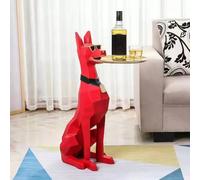 Mesa de centro de resina con escultura de perro con bandeja y almacenamiento, bonita mesa auxiliar para decoración de sala de estar