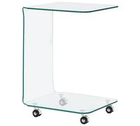 Mesa de Centro de Vid Templado 45x40x63 cm,Mesa de Centro Moderna de Vidrio con Ruedas para salón y hogar Mesillas de Noche