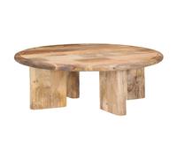 Mesa De Centro Decorativa Boho De Mangoholz Redonda Marrones 80cm