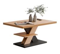 CASARIA® Mesa de Centro Repisa de Almacenaje Madera Resistente a Rasguños Mesa Auxiliar Rectangular Moderna Soporta 50kg Salón Sofá Detroit 90x60cm Gris