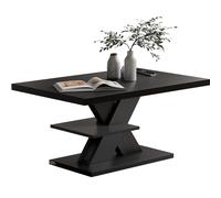 CASARIA® Mesa de Centro Repisa de Almacenaje Madera Resistente a Rasguños Mesa Auxiliar Rectangular Moderna Soporta 50kg Salón Sofá Detroit 90x60cm Negro