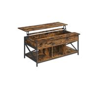 Mesa de Centro Elevable 60 x 120 x (48-62) cm Marrón Rústico y Negro