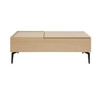 Mesa de centro elevable de madera clara y metal negro 102,5 cm SEDA