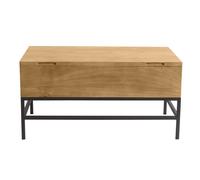 Mesa de centro elevable industrial de madera maciza de mango y metal negro L90 cm YPSTER