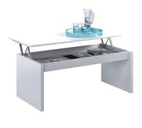 Mesa de Centro Elevable, Modelo Zenit, Mesita Salon Comedor, Acabado en Blanco Brillo, Medidas: 102 cm (Ancho) x 43/54 cm de (Alto) x 50 cm (Fondo)