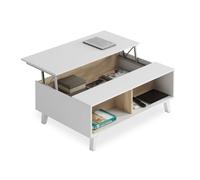 Mesa de centro elevable niva blanco brillo - roble canadian 100 x 38 x cm
