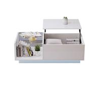 Mesa de centro elevable rectangular de panel de partículas con luz led,blanco