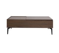Mesa de centro elevable rectangular madera oscura acabado nogal y metal negro L103 cm SEDA