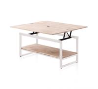 Mesa de centro elevable y extensible 46-91x48,3-57,6 Rens Blanco - Roble