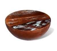 Mesa de centro en forma de cuenco, base de acero, madera maciza, diseño vintage, 60 x 28 cm, para salón, mesa auxiliar, mesa de comedor, mesa de café con pie de acero para salón, comedor, terraza