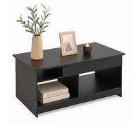 Mesa de Centro Extensible Relaxdays, HBT: 50 x 110 x 50 cm, Mesa de salón con Almacenamiento, Superficie Extra, Negra