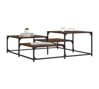 Mesa de centro, funcional con superficies de distintas alturas, estructura metálica, madera de ingeniería, diseño industrial para salón moderno