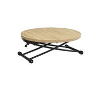 Mesa de centro gaga diseño redondo elevable y extensible negro/natural 32-79x100-140x100 cm adec
