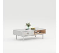 Mesa de Centro Home ESPRIT Blanco Natural Poliuretano Madera MDF 120 x 60 x 40 cm