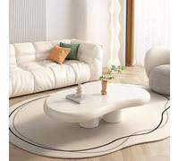 Mesa De Centro Irregular con Forma De Nube Moderna Blanca Crema con 3 Patas para Sofá y Decoración del Hogar