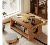 Mesa De Centro Japonesa De Madera Maciza, Escritorio De Té Tatami, Mesa De Piso De Diseño Bajo Con Espacio De Almacenamiento, Para Decoración Del Hogar(Wood 2,70*40*30cm/27.5*15.7*11.8in)