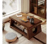 Mesa De Centro Japonesa De Madera Maciza, Escritorio De Té Tatami, Mesa De Piso De Diseño Bajo Con Espacio De Almacenamiento, Para Decoración Del Hogar(Brown 2,60*40*25cm/23.6*15.7*9.8in)