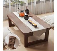 Mesa de centro japonesa plegable baja de nogal, 28 x 16 x 14 pulgadas, diseño compacto que ahorra espacio, ideal para dormitorio, ventana de bahía, sala de té, muebles portátiles elegantes para