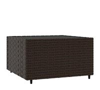 Mesa de centro jardín cuadrada 50 x 50 x 30 cm, color marrón poli rattan | Resina trenzada resistente, bandeja de cristal templado fácil de limpiar, marco de acero resistente, solo para uso en