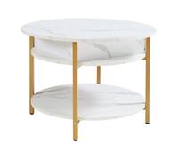 Mesa de centro kandas con tablero elevable 70x49 cm - efecto mármol blanco [en.casa]