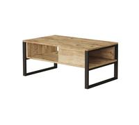 Mesa de centro laukaa metal/aglomerado 100x60x45 cm - roble rústico/negro [en.casa]