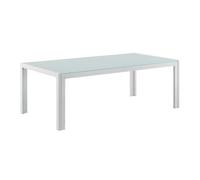 casa.pro Mesa de Centro de Vidrio 100 x 50 x 35 cm Mesa de jardín armazón Hierro diseño terraza Blanco