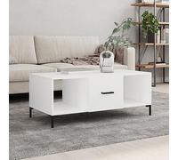 Mesa de Centro Madera contrachapada Blanco 102x50x40 cm,Mesa Centro con Almacenaje Elegante para Salón Mesillas de Noche
