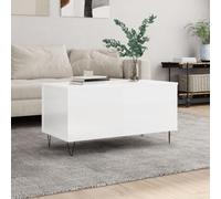 Mesa de Centro Madera contrachapada Blanco Brillo 90x44,5x45 cm,Mesa de Centro Moderna con Superficie elevadora y Almacenamiento Oculto Mesillas de Noche