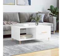 Mesa de Centro Madera contrachapada Blanco Brillo 90x50x40 cm,Mesa de Centro Elegante: Almacenamiento y Estilo para Tu Hogar Mesillas de Noche