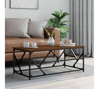 Mesa de Centro Madera contrachapada Roble marrón 100x50x40 cm,Mesa de Centro Elegante: Madera contrachapada Resistente, Estructura metálica, Patas Ajustables Mesillas de Noche