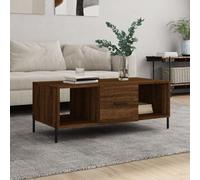 Mesa de Centro Madera contrachapada Roble marrón 102x50x40 cm,Mesa de Centro Elegante con Almacenamiento Madera Contrachapada y Hierro Mesillas de Noche