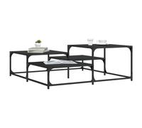 Mesa de Centro Madera de ingeniería Negro 107x107x40 cm,Mesa de Centro Moderna Cuadrado de Madera de Ingeniería con Estructura Metálica y Patas Ajustables Mesillas de Noche