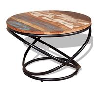 Mesa de Centro, Madera Maciza Recuperada y Hierro, Estilo Vintage con Estructura Metálica, Única y Estable, Mesa Auxiliar Sofá, Coffee Table, para Salón o Habitación, Color Multicolor, 60x60x40 cm