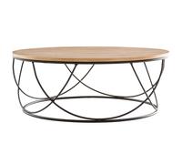 Mesa de centro madera y metal negro redonda 80cm LACE