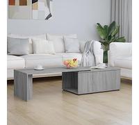 Mesa de Centro, Material Madera Contrachapada, Diseño Moderno con Tablero Giratorio 360°, Amplio Almacenamiento, Mesa Auxiliar Sofá, Coffee Table, para Salón, Color Gris Sonoma, 150x50x35 cm