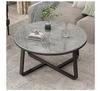 Mesa de Centro, Mesa de Centro Redonda de Pizarra con Marco de Metal Resistente, mesas de Centro Modernas de mármol para Sala de Estar, apartamento, Oficina, fácil Montaje