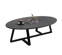 Mesa de centro, mesa de salón ovalada de mediados de siglo con parte superior de madera y patas de marco de metal, diseño industrial rústico para muebles del hogar