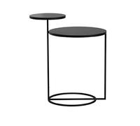 Mesa De Centro Mesita Auxiliar Mesa auxiliar de moda nórdica moderna, mesa centro dos capas, escritorio Metal, muebles para el hogar, sala estar , sofá lateral Dormitorio Moderno(Black,48*55cm)