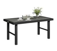 Mesa de centro metálica para jardín Outsunny, mesa auxiliar para exterior con tablero SPC con acabado de madera para exterior, jardín, balcón, porche, 100 x 52 x 46 cm, gris oscuro
