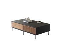 Mesa de Centro Moderna 130cm Consola WABI-Sabi de Combinación Colores Retro, Mesa Té Negra con Cajones para Hogar, Mueble Salón Apto para Hoteles y Salas Descanso Mesa Auxiliar de Café
