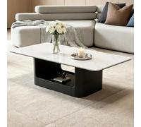 Mesa De Centro Moderna con Superficie De Piedra, Mesas De Centro Rectangulares De Piedra Sinterizada, para Decoración del Hogar Y Apartamentos,White 51.1 Inch