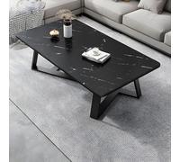 Mesa de centro moderna de madera de estilo nórdico con patas cruzadas, pequeña mesa de cóctel rectangular para el hogar, apartamento y hora del té, color negro, 39 pulgadas de largo x 20 pulgadas de