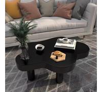 Mesa de centro moderna de mediados de siglo en forma de nube de madera maciza para sala de estar y dormitorio, fácil de montar, diseño elegante, color negro, 120 x 80 x 40 cm