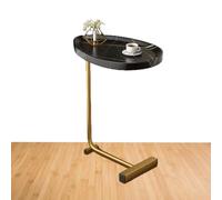 Mesa de centro moderna en forma de C con estructura metálica, ideal como mesa auxiliar para sofá, sala de estar o dormitorio. Su diseño delgado permite colocarla debajo del sofá o la cama pa