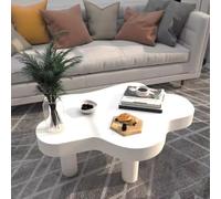 Mesa de centro moderna en forma de nube, de madera maciza, para sala de estar y dormitorio, diseño de mediados de siglo, fácil montaje, acabado blanco, 60 x 35 x 40 cm