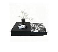 Mesa de centro Moderna mesa de café de recepción y reunión, mesa de té | Adecuado para villas, hoteles y dormitorios. Tiene Una Base En Negro Y Dorado En Acero Inoxidable